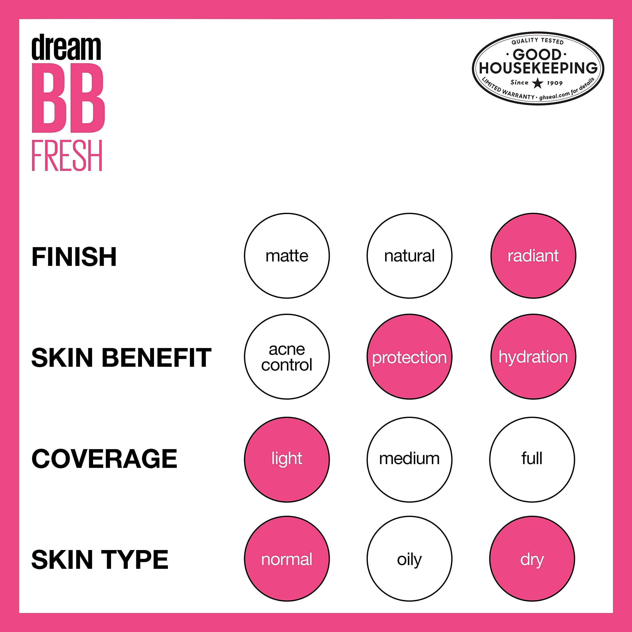 MAYBELLINE Maybelline Dream Fresh Skin Hydrating BB Cream, 8-in-1 Skin Perfecting Beauty Balm With Broad Spectrum Spf 30, Sheer Tint Coverage, Oil-Free, Deep, 1 Fl Oz