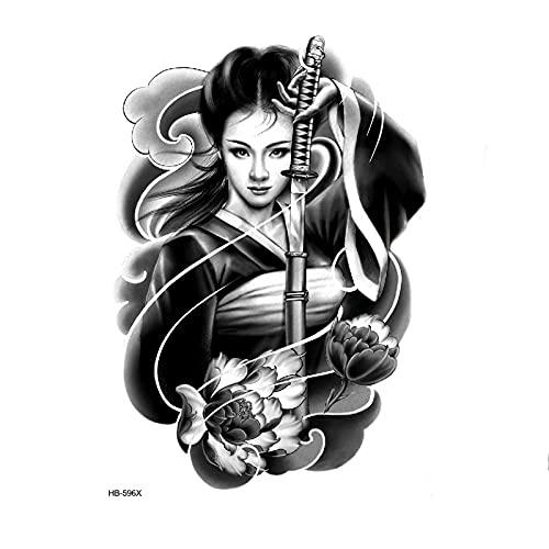 HTDZDX Female Warrior with Sword Waterproof Temporary Tattoo Sticker Tatuajes Tatoo Sleeve Henna Tattoo Decals Body Art Stickers (Color : Hb594x)