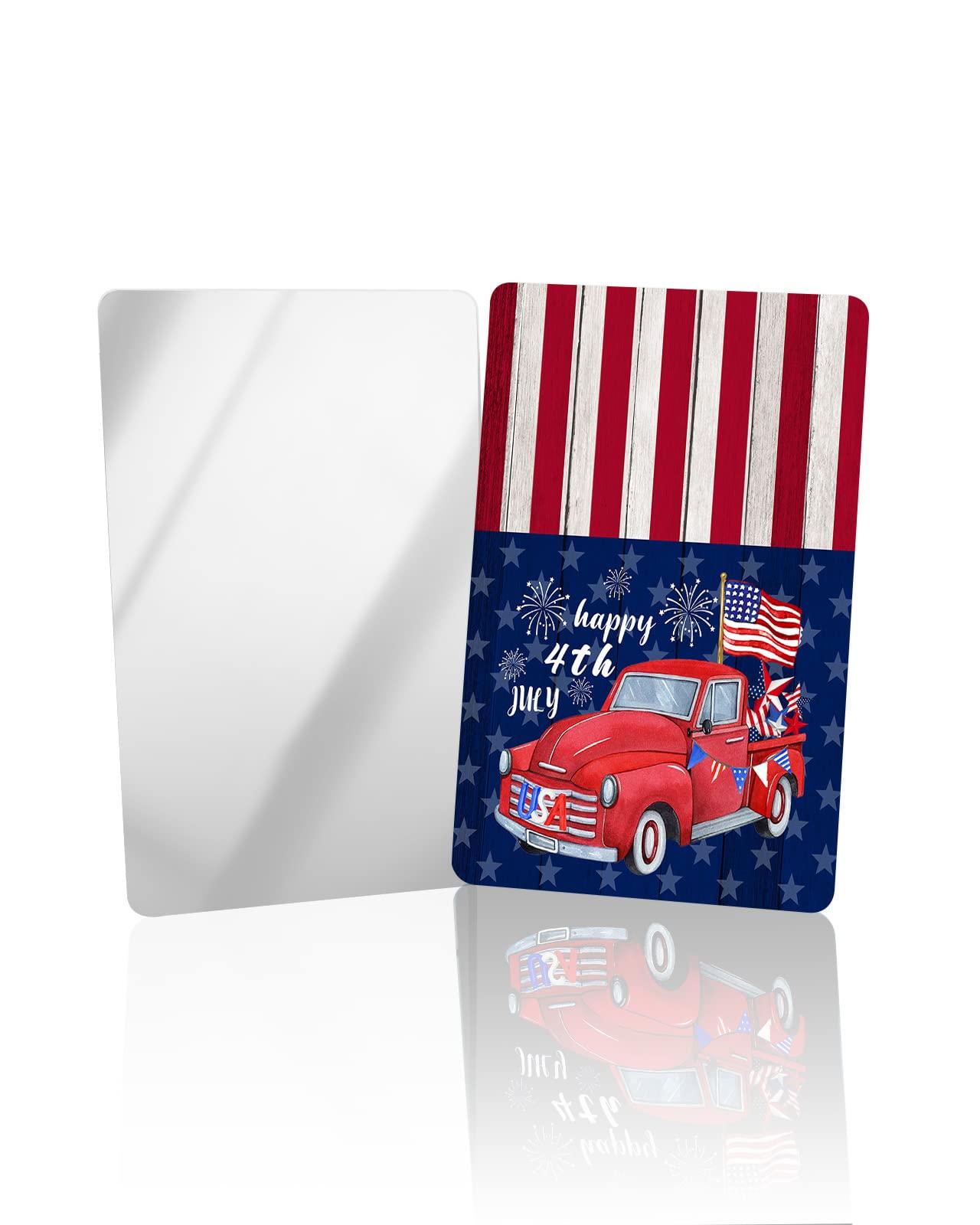 Carosoffe Carosoffe American Flag Star Wood Rustic Small Compact Mirror for Purse, American Flag Star Wood Rustic Travel Makeup Mirror for Women Men, Rectangular Handheld Compact Pocket Mirror 2 PCS