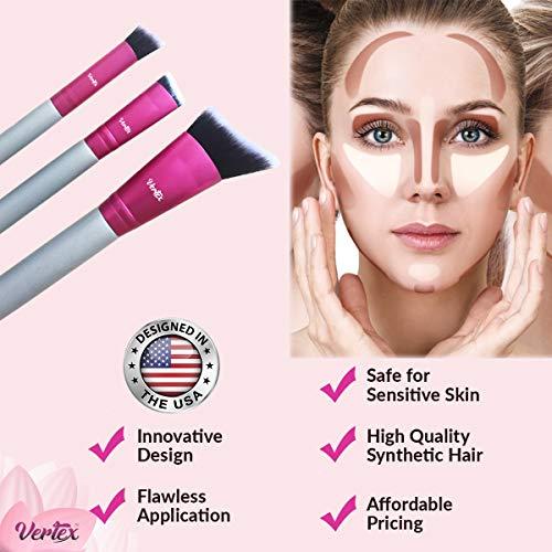 Vertex Nose Contour Brush Contouring Makeup Brush Set - Sculpting Blending Real Brush Hair Angled Blush Techniques Dramatic Cheekbones Highlighting Bronzer Palette Powder Concealer Foundation Cream
