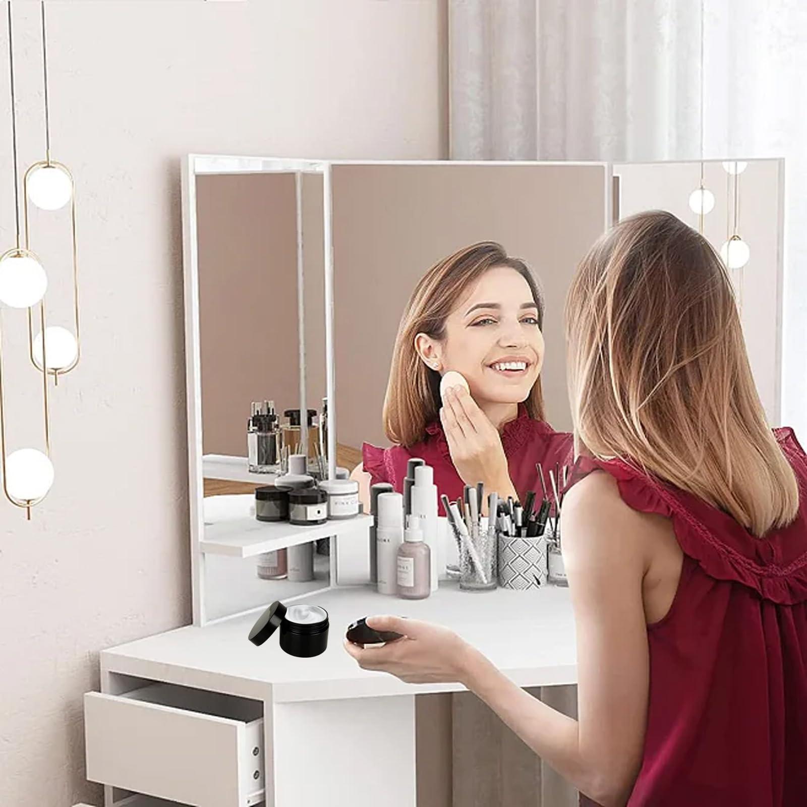 Acrux7 Acrux7 40 Pack 4 oz Black Plastic Jars, Small Round Cosmetic Cream Jars with Lids & Labels, Refillable Plastic Cream Container 120 ml Leak Proof Travel Jars for Creams, Lotion, Body Butter, Body Scrub