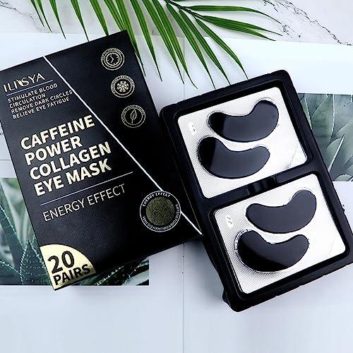 ROUSE ROUSE Collagen Under Eye Patches with Caffeine Eye Treatment Mask for Dark Circles Eye Fatigue Puffiness Refreshing Revitalizing Skin Care Eye Gel Pads-20 Pairs