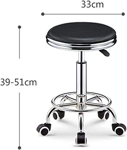 DEKD DEKD Round Rolling Stool Bar Stool Bar Stool with Wheels, Kitchen Island High Stool Adjustable Height Swivel Chair Home Office PU Leather Round Bar Chair (Color : F, Size : 33 * 39-51CM)