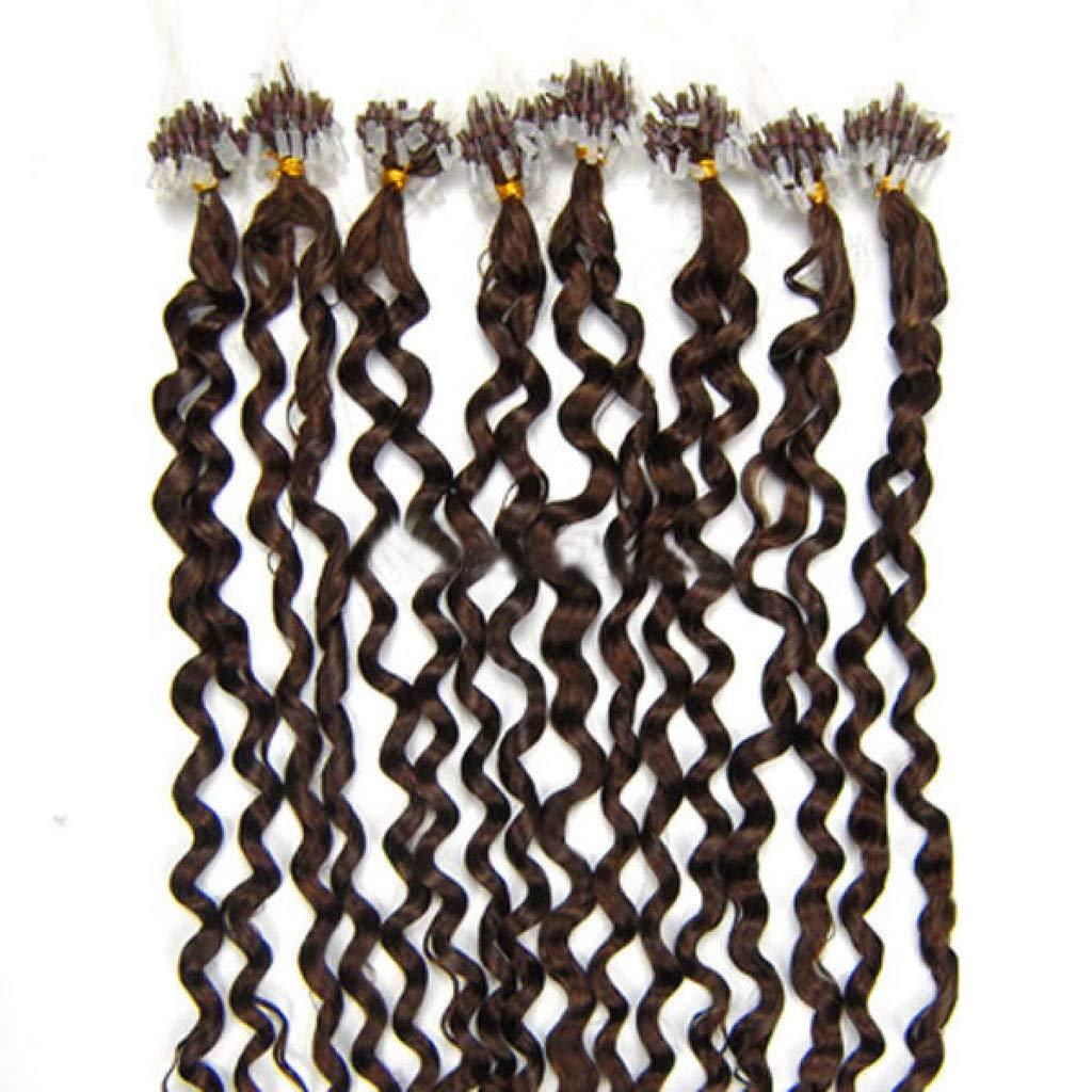 RemeeHi RemeeHi Micro Ring Hair Extensions Curly Human Hair Real Human Hair Micro Ring Loop Hair Extensions 70g 22 Inch Per Pack 12# Light Brown
