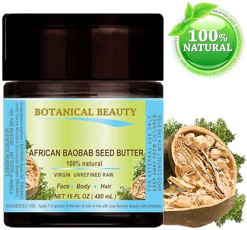 Botanical Beauty Botanical Beauty BAOBAB SEED OIL BUTTER 100% Natural RAW VIRGIN UNREFINED for Skin, Hair, Lip and Nail Care. 16 Fl. oz. - 480 ml. Rich in Vitamin E