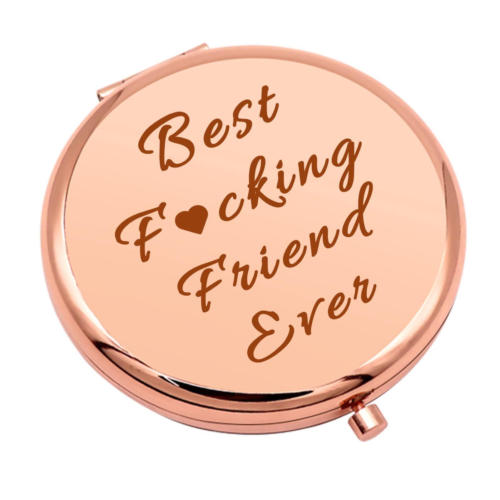 Mwphuy Funny Friendship Gifts for Women Compact Makeup Mirror for BFF Best Friend Besties Sister Best Friend Birthday Gifts for Women Folding Makeup Mirror Christmas Graduation Wedding Gifts