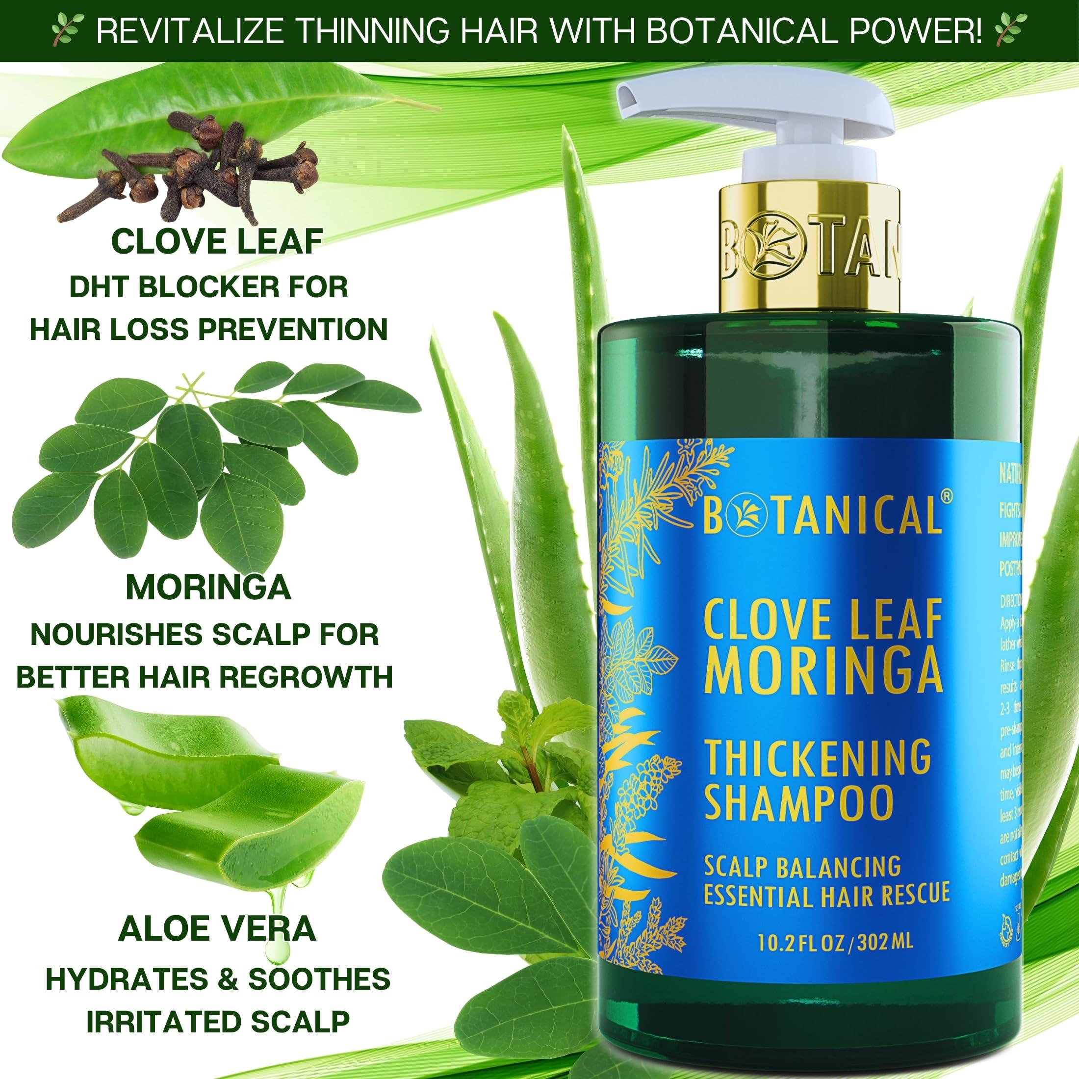 BOTANICAL HAIR GROWTH LAB Botanical Hair Growth Moringa Shampoo With Saw Palmetto For Hair Loss and Hair Thinning Prevention Scalp Balancing Natural Thickening Shampoo Regrowth Products For Women & Men 10.2 Fl Oz