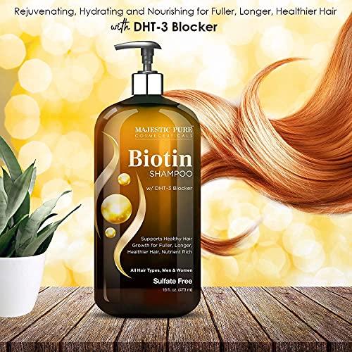 MAJESTIC PURE Majestic Pure Biotin with DHT Blocker Complex Shampoo and Conditioner Set (16 oz each) and Biotin Shampoo (16 oz) Bundle