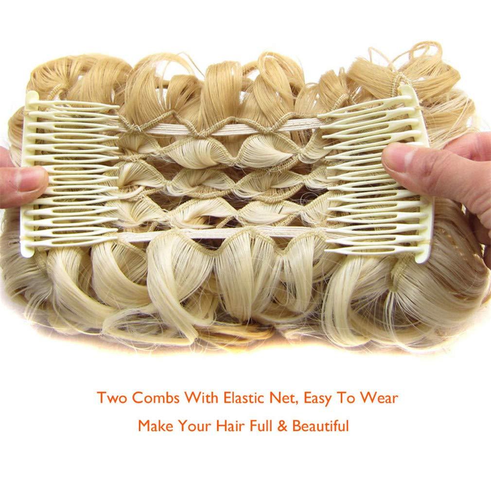 STREJHYT Women's Short Curly Hair Bun Elastic Big Hair Bun Synthetic Extension With Two Plastic Combs Hairpieces M2 33
