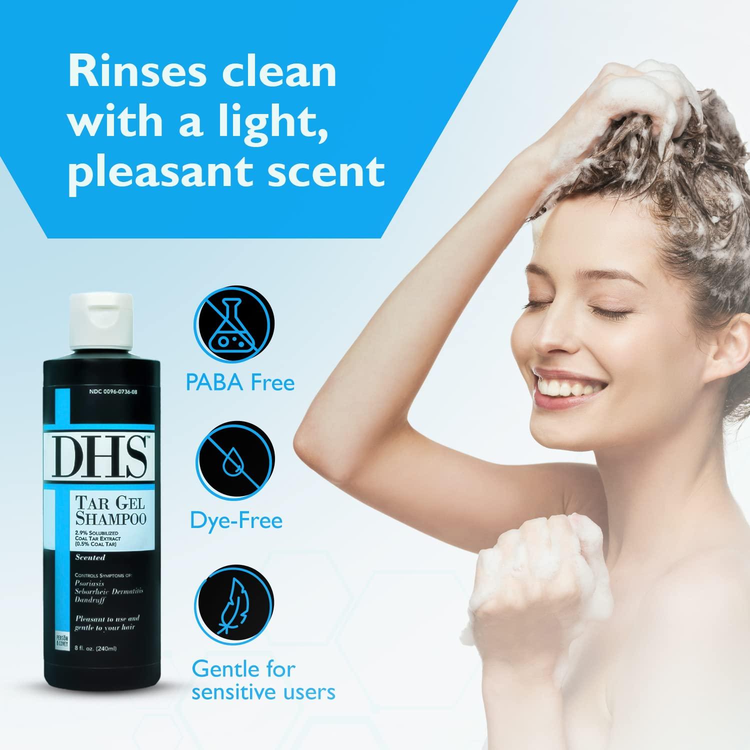 DHS DHS Person & Covey T Gel Shampoo - Anti Dandruff Shampoo, Mildly Scented Psoriasis Shampoo - 8 Fl. Oz. - Refined Coal Tar Gel Formula, Scalp Psoriasis Shampoo, Deep Cleansing Rich Lather