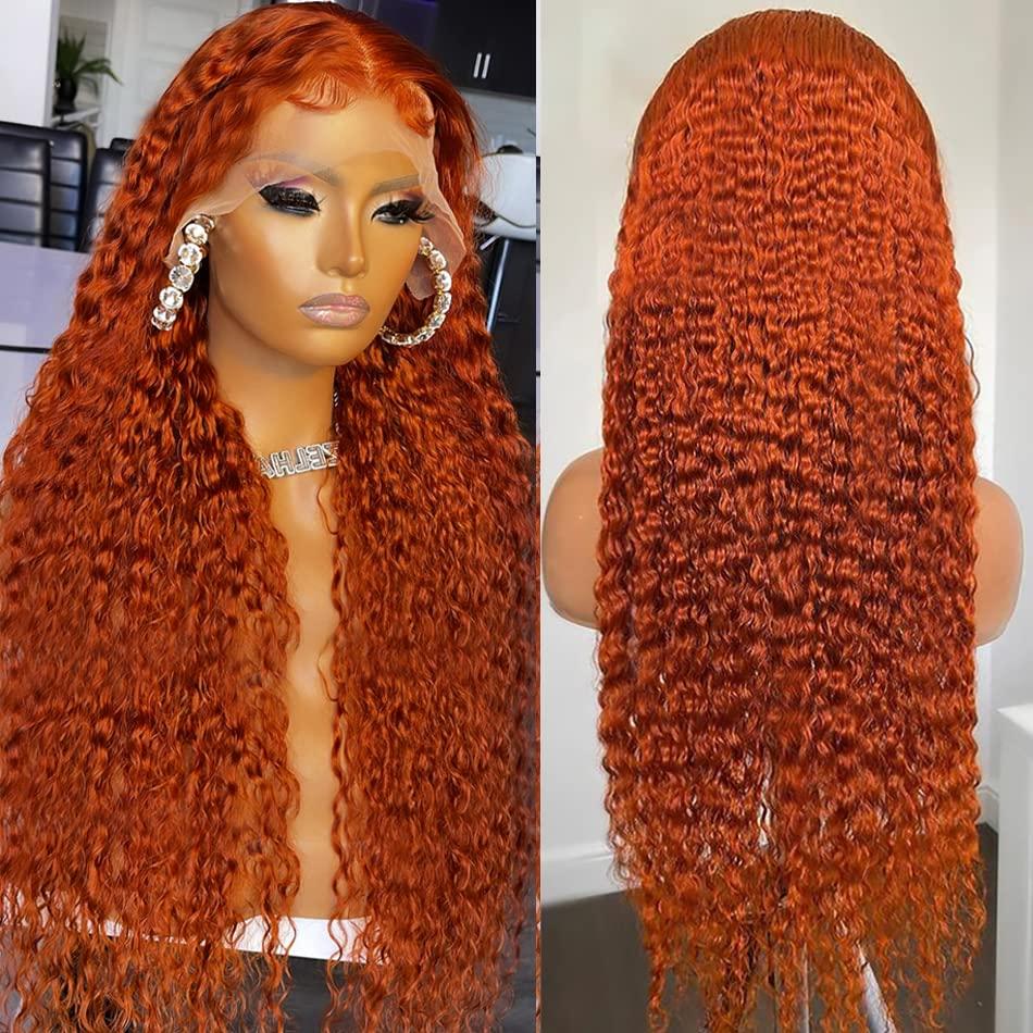 YMS YMS Orange Ginger Wigs for Black Women Human Hair 150% Density Lace Front Wigs Human Hair Glueless Wigs Human Hair Pre Plucked (14 Inch,Orange Ginger)