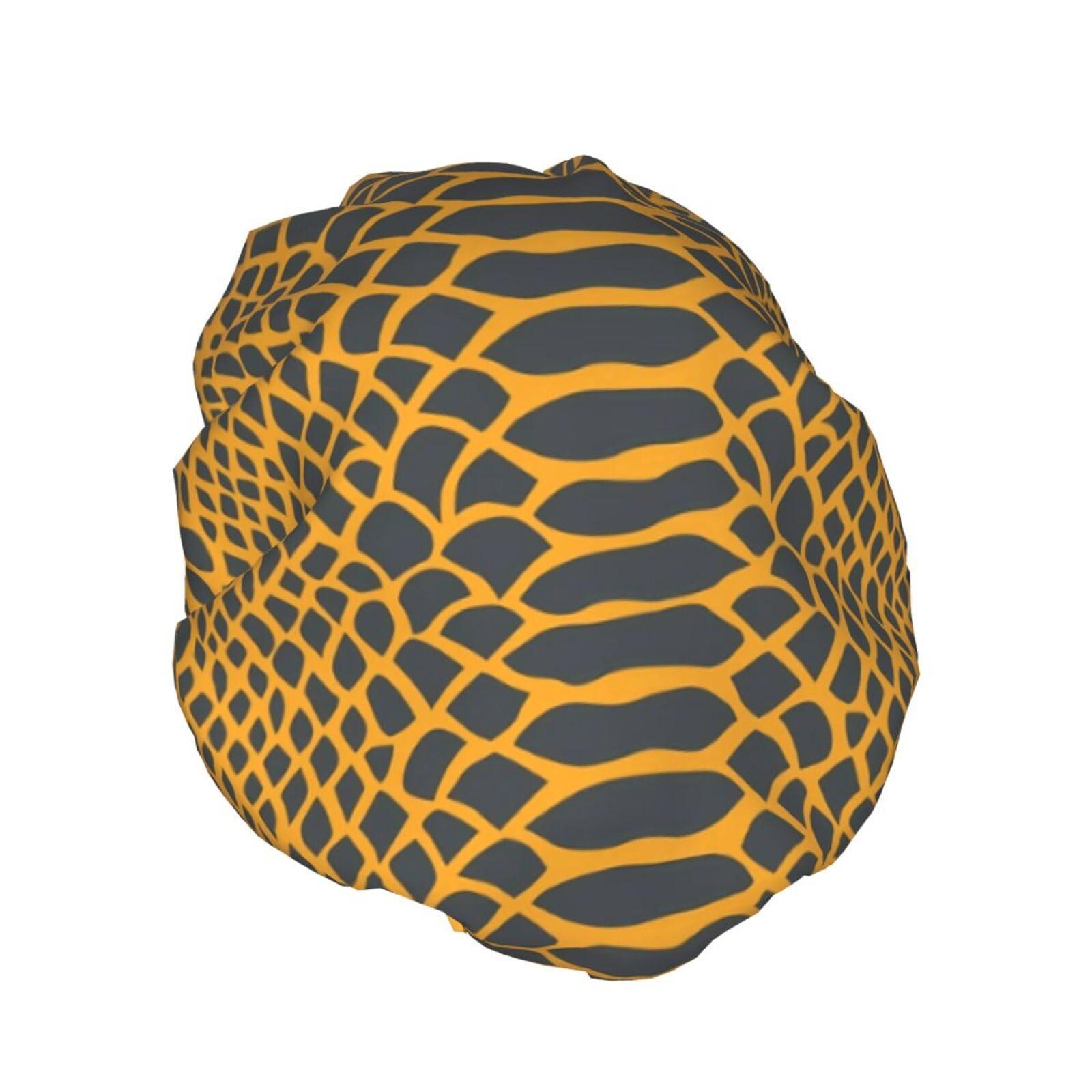 Yssammns Yssammns Shower Caps, Stylish Mellow Yellow Snake Skin Pattern Double Layers Bath Hat for Women reusable shower cap for Hair Care