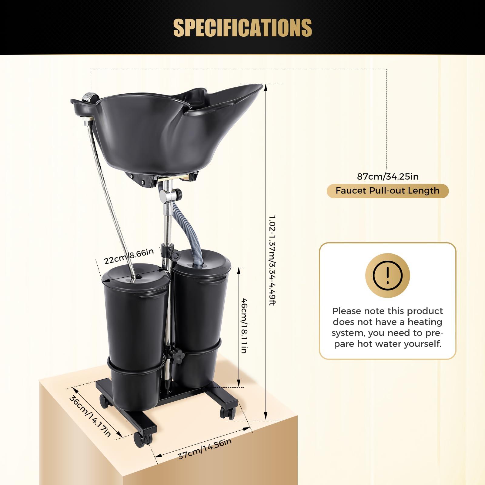 GDAE10 Hair Washing Sink, Portable Shampoo Basin Sink,Hair Washing Basin for Home Barber Shop Beauty Salon,Portable Shampoo Sinkwith 2 Buckets