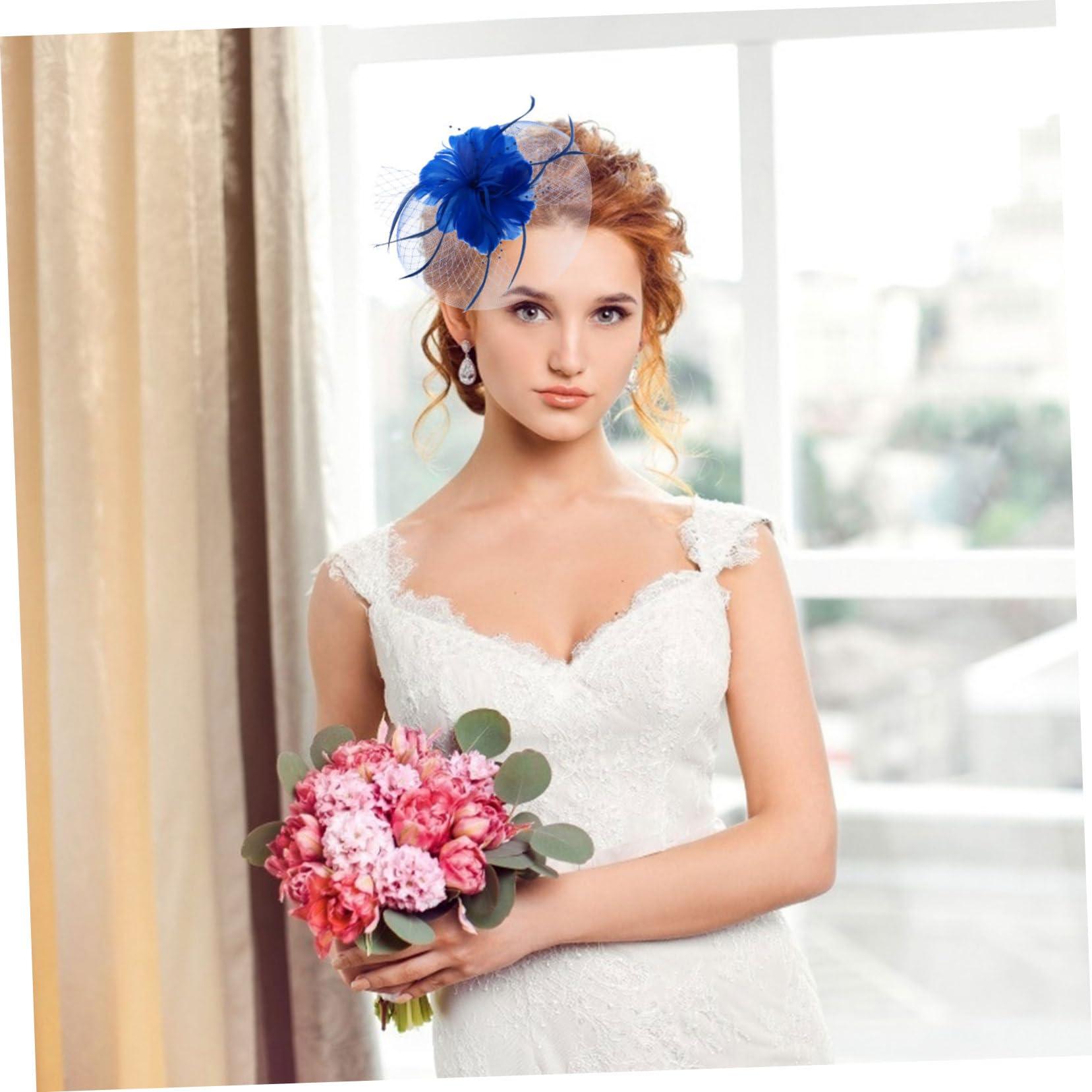 Healeved Healeved 1pc Feather Hairpin Hair Clip Wedding Hair Accessories Hair Pin Headbands Pink Hair Ties Wedding Headband Party Headdress Feather Hairpin Women Headdress Mesh Blue