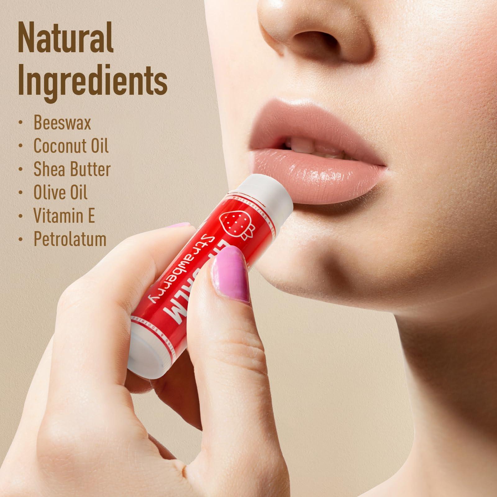 AZEN AZEN 60 Pack Lip Balm, Natural Lip Balm Bulk, Lip Care Product, Moisturizing Lip Balm for dry cracked lips - 10 Flavors