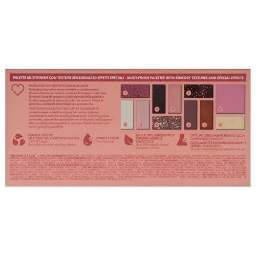 Pupa Pupa Milano Make-Up Palette M, 001 Pink, 0.42 oz - Eyeshadow Palette with Matte, Shimmer, Metallic Finishes - Highly Pigmented Eyeshadow, Blush Palette - 11 Blendable Eye Makeup Shades - Talc-Free