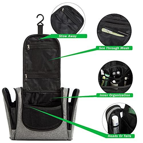 bago bago Travel Toiletry Bag for Women and Men - Large Waterproof Hanging Large Toiletry Bag for Bathroom and Travel Bag for Toiletries Organizer -Travel Makeup Bag (SnowGray)