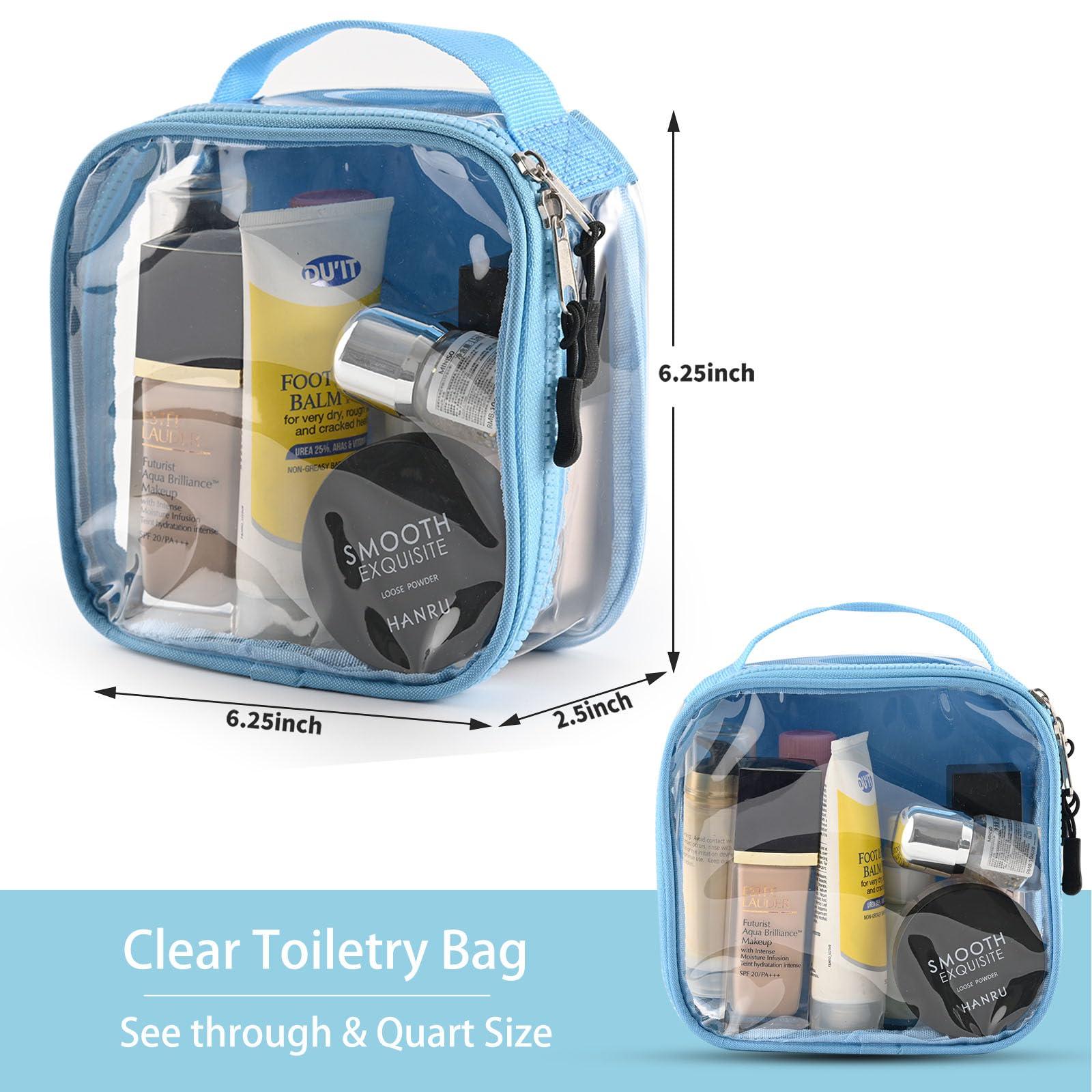 fiezkaa fiezkaa Quart Size Travel Bag Tsa Approved 3-1-1 Clear Toiletry Bag, See Through Liquid Bags for Travel - Lake Blue