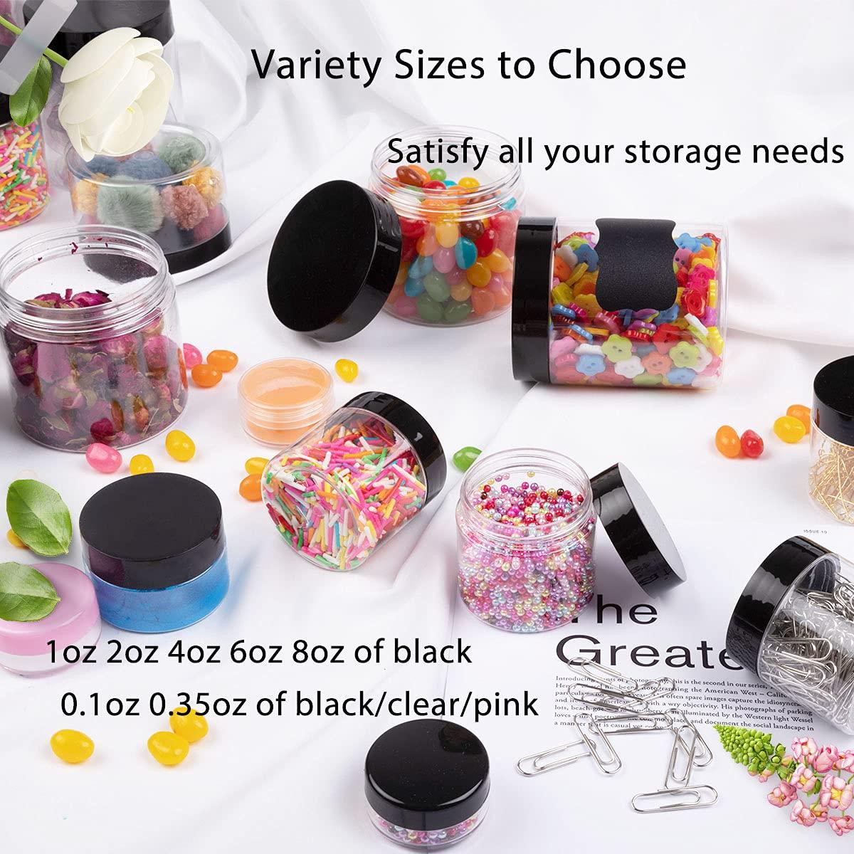 ZIZEMOJA 100 Pack 3 Gram Sample Containers with Lids, 3ml Mini Sample Jars, Tiny Plastic Cosmetic Containers for Lip Balms, Makeup, Lotion, Eye Shadow, Powder, and Lip Balms (Clear Lids)