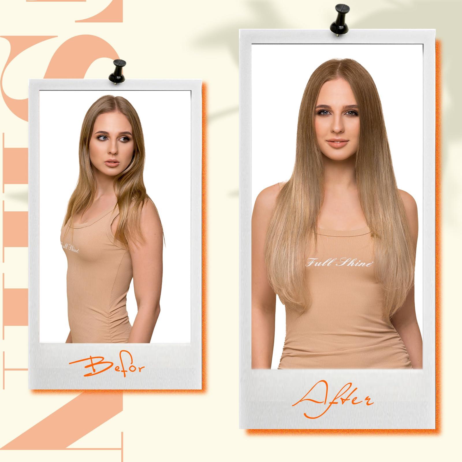 Fshine Fshine Invisible Wire Hair Extensions Real Human Hair Ash Blonde 18 Highlighted Bleach Blonde 613 One Piece Clip in Hair Extensions Soft Remy Human Hair Hidden Wire Human Hair Extension 20Inch 80G