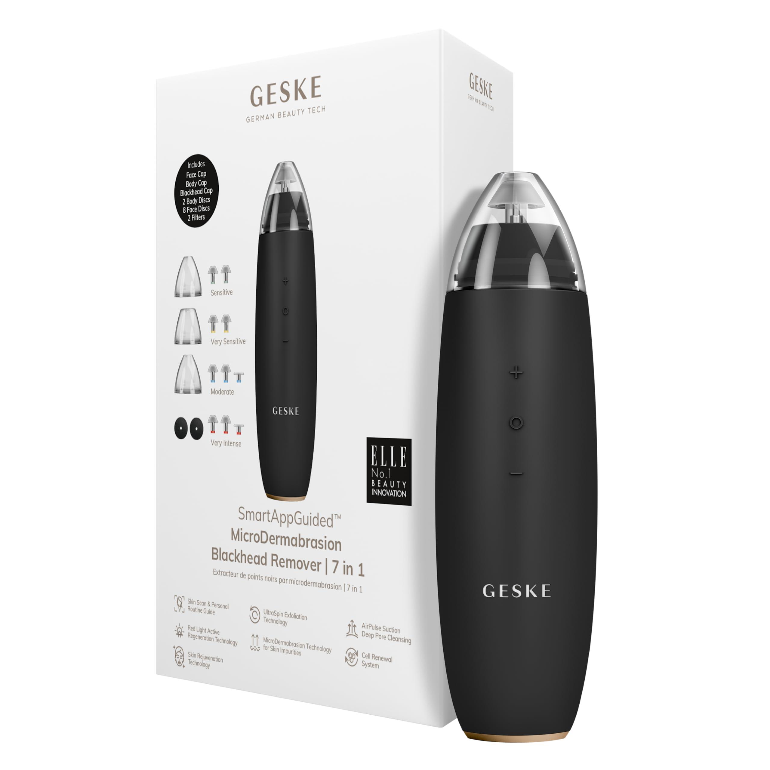 GESKE GESKE SmartAppGuided MicroDermabrasion Blackhead Remover | 7 in 1 | Blackhead Remover | Electric Pore Cleaner | Innovative Vacuum Cup | Beauty Tool | Skin Cleansing Device | Skincare Device