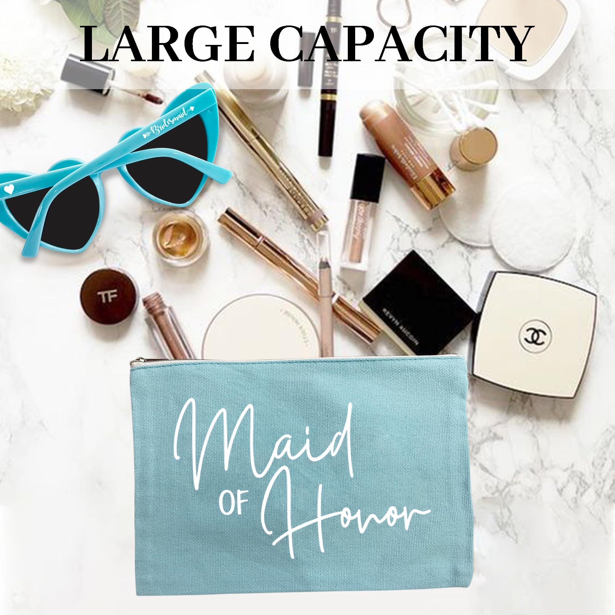 LADY&HOME LADY&HOME 6 Pcs Bridesmaid Makeup Bag Wedding Party Cosmetic Bag Bridesmaid Proposal Gifts for Bridal Shower,Wedding,Bachelorette (Turquoise Bridesmaid)