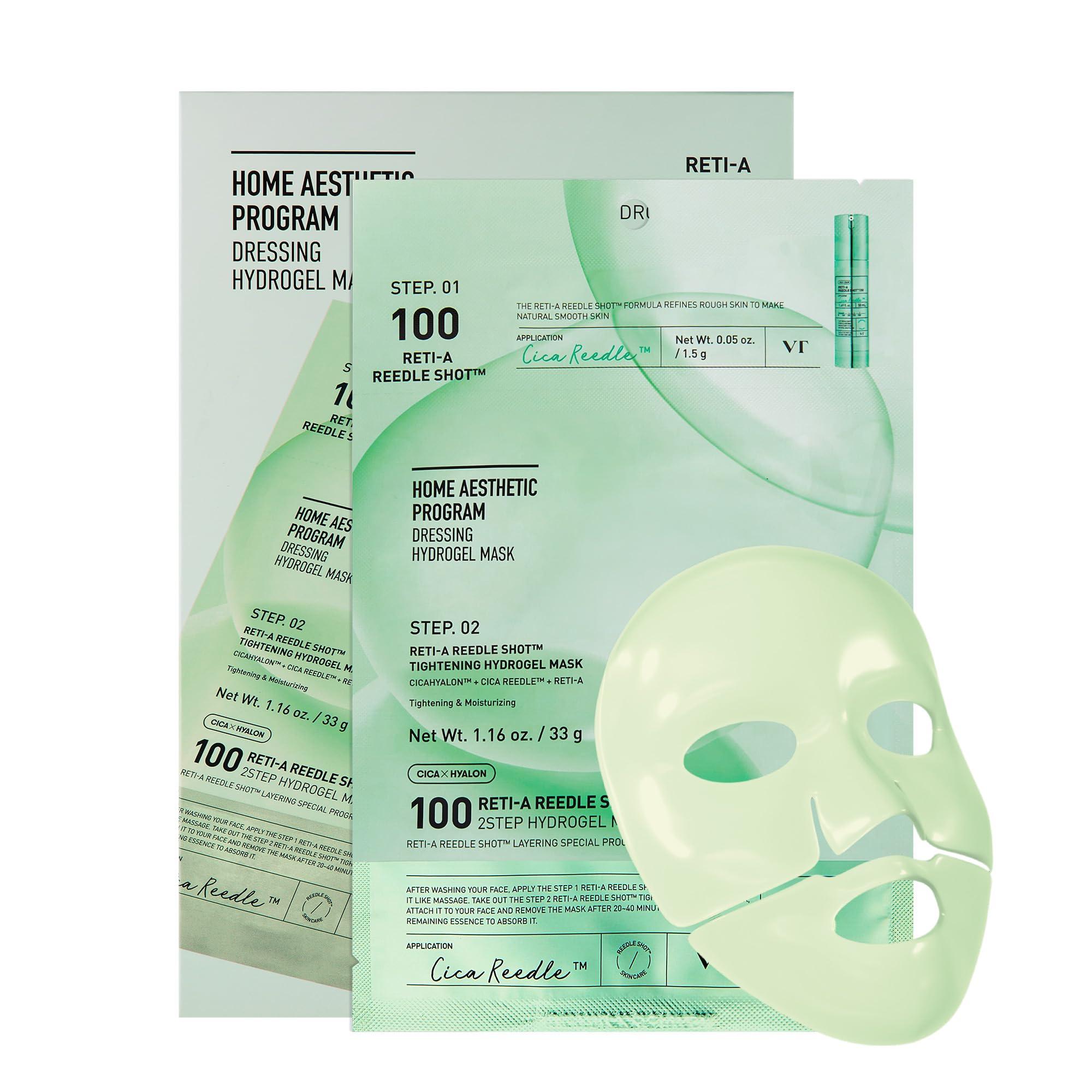 VT COSMETICS VT COSMETICS Reti-A Reedle Shot 100 2-Step Hydrogel Mask(34.5gx4ea), Intensive Tightening, Exosome Retinol, Overnight Melting Mask, Ideal for Retinol Beginners, Korean Facial Mask
