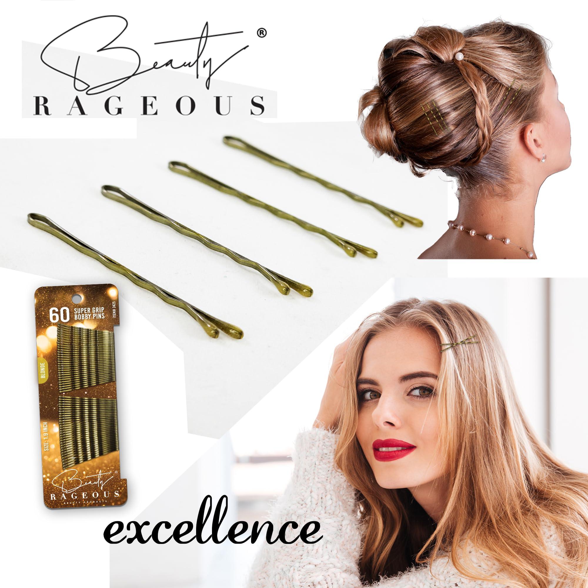 Beauty Rageous Super Grip Bobby Pins - Women\'s 1.9 Inch - Easy, Secure, All Hair Types - Handy Reusable Tin (Blonde - 60 Ct Approx)