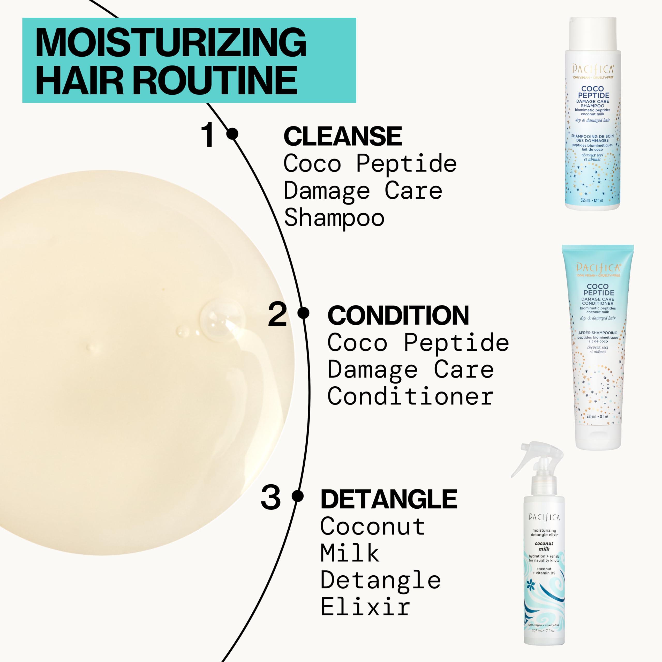 Pacifica Pacifica Coco Peptide Damage Care Shampoo & Conditioner Set - Repair Colored, Heat Treated Hair, Split Ends & Breakage, for Dry Hair - Clean Vegan & Cruelty-Free Dermatologist Tested