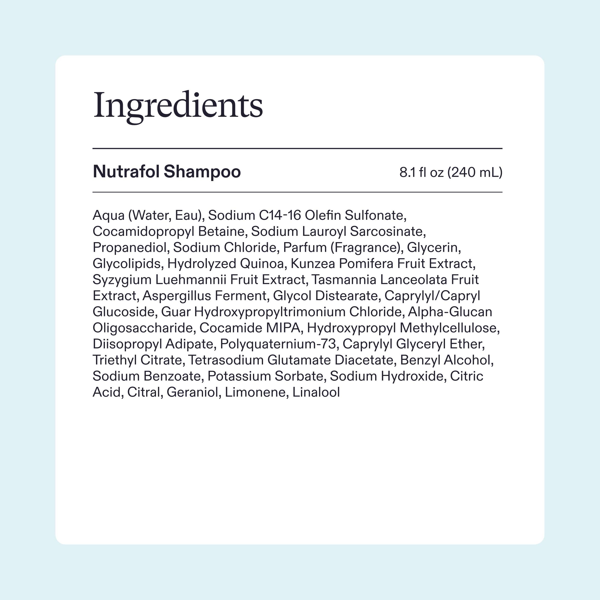 Nutrafol Nutrafol Shampoo, Cleanse and Hydrate Hair and Scalp, Improves Hair Volume, Strength and Texture, Physician-formulated for Thinning Hair, Color Safe, Sulfate Free - 8.1 Fl Oz Bottle