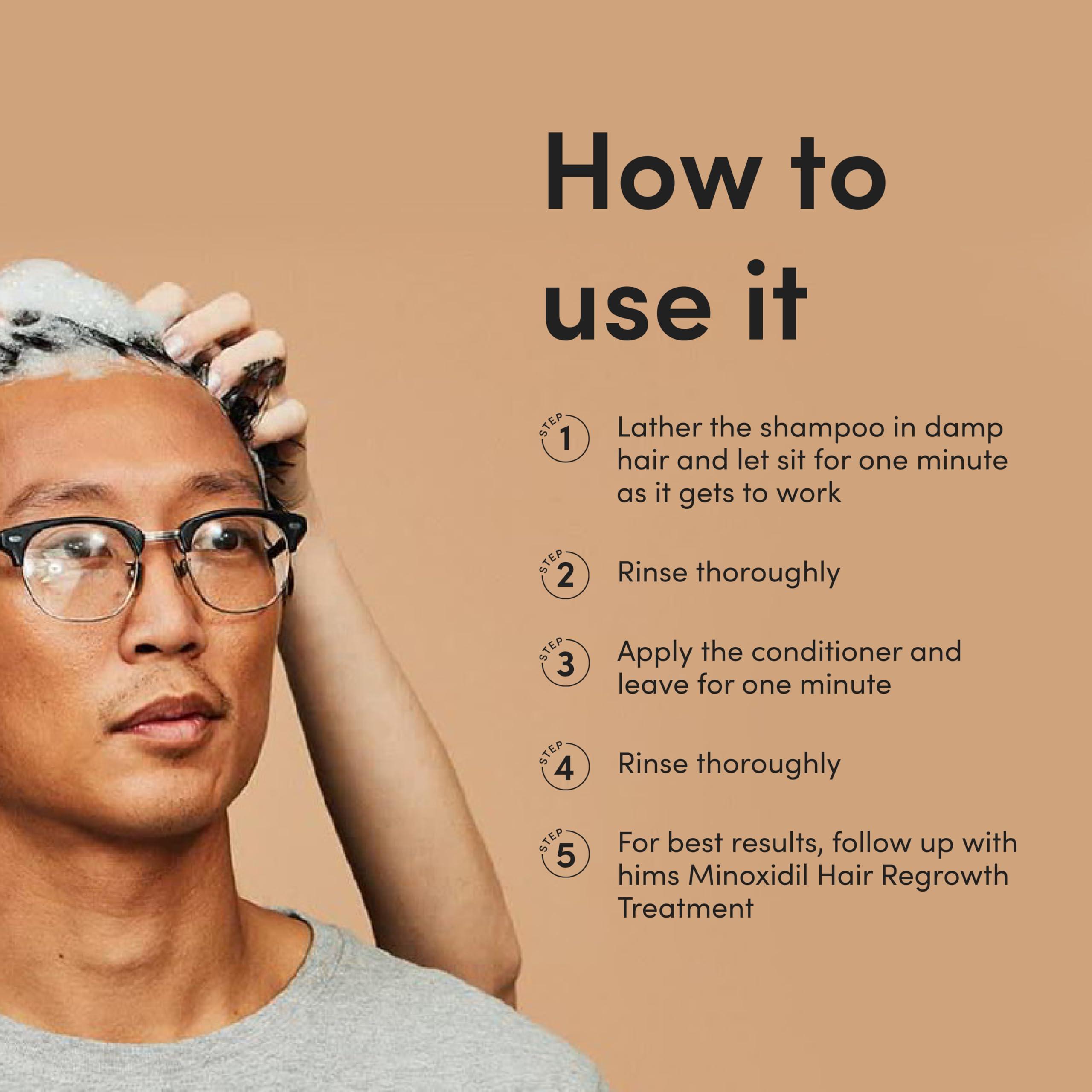 HIMS & HERS hims Thick Fix Shampoo & Conditioner Set - Thickening Shampoo and Conditioner with Saw Palmetto and Niacinamide - No Parabens or Sulfates, Vegan and Cruelty Free - Eucalyptus Grove, 2 Pack, 6.4 fl oz