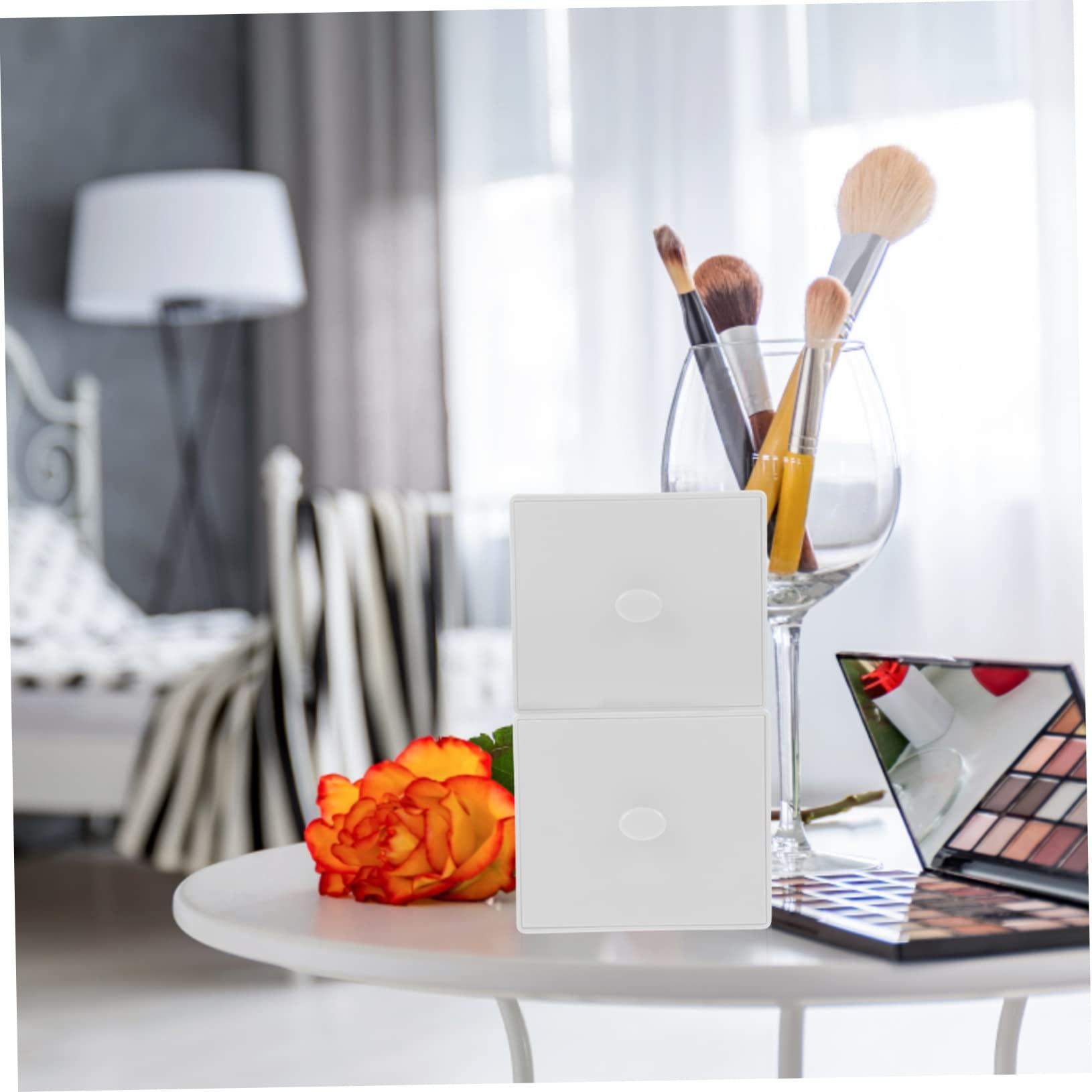 Hoement Hoement 2pcs Storage Box Holder Canisters Organiser Compartments Skincare Baskets Makeup Organizers and Storage Office Organization Make up Brushes Holder Cabinet Hat Pot Chrome White