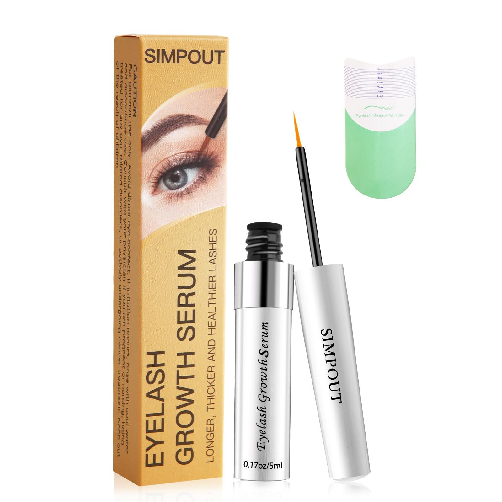 Simpout Simpout Eyelash Growth Serum - Fuller & Longer Looking Eyelashes Lash Enhancing Serum, Voluminous Lengthening Natural Lash Enhancer, Vegan & Cruelty-Free (Silver)