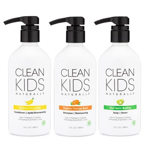 Gabriel Cosmetics Clean Kids Naturally Bath Sets (Shampoo, Conditioner, & Hand Soap)