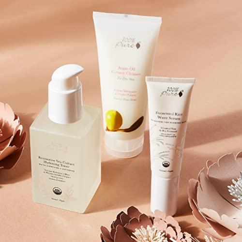 100% PURE 100% PURE Argan Oil Creamy Cleanser Daily Moisturizing Face Wash & Makeup Remover - Natural Anti-Aging Cleansing Botanicals for Clear Skin & Healthy Radiant Glow - 3.4 Fl Oz