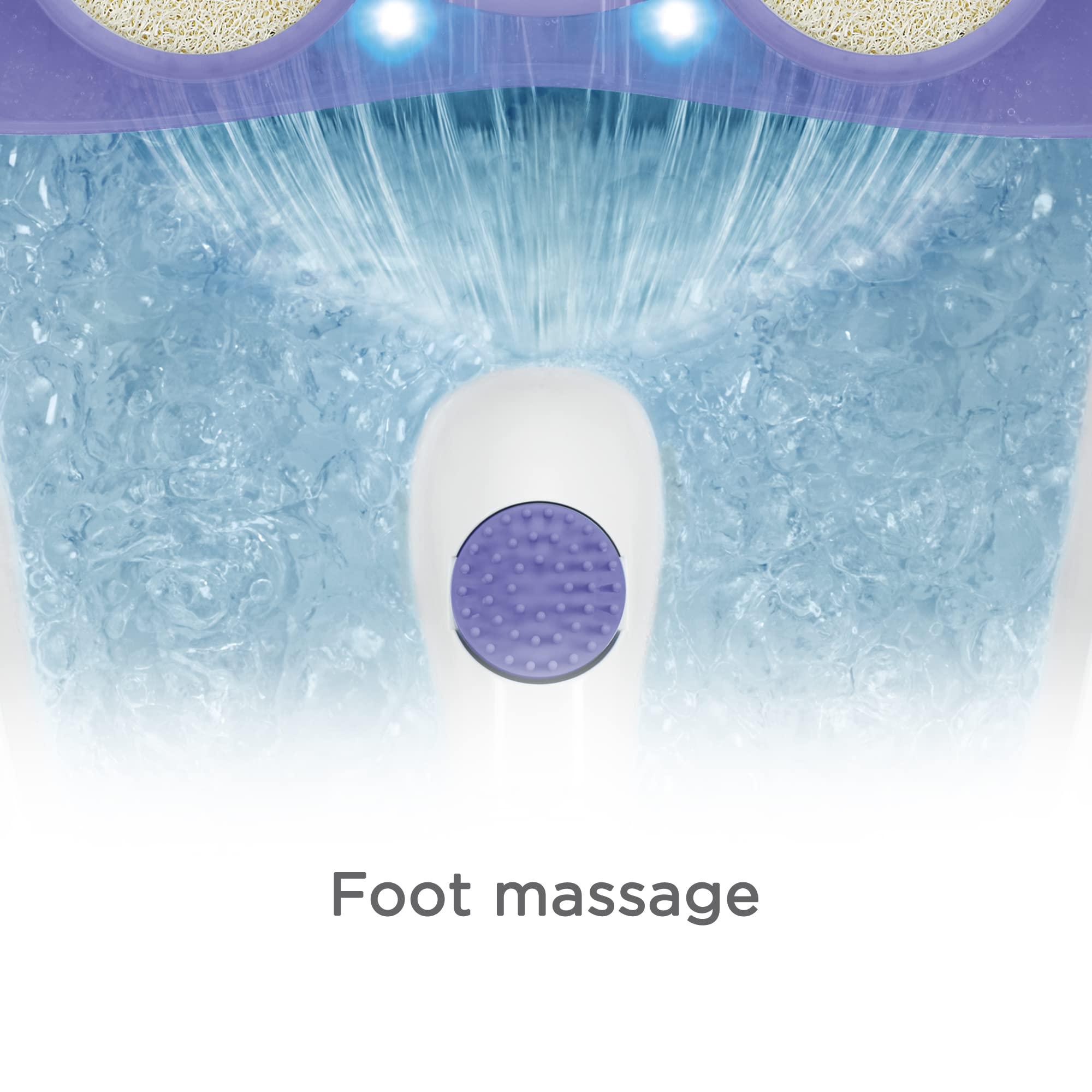 Conair Conair Waterfall Pedicure Foot Spa Bath with Blue LED Lights, Massaging Bubbles and Massage Rollers, Purple/White