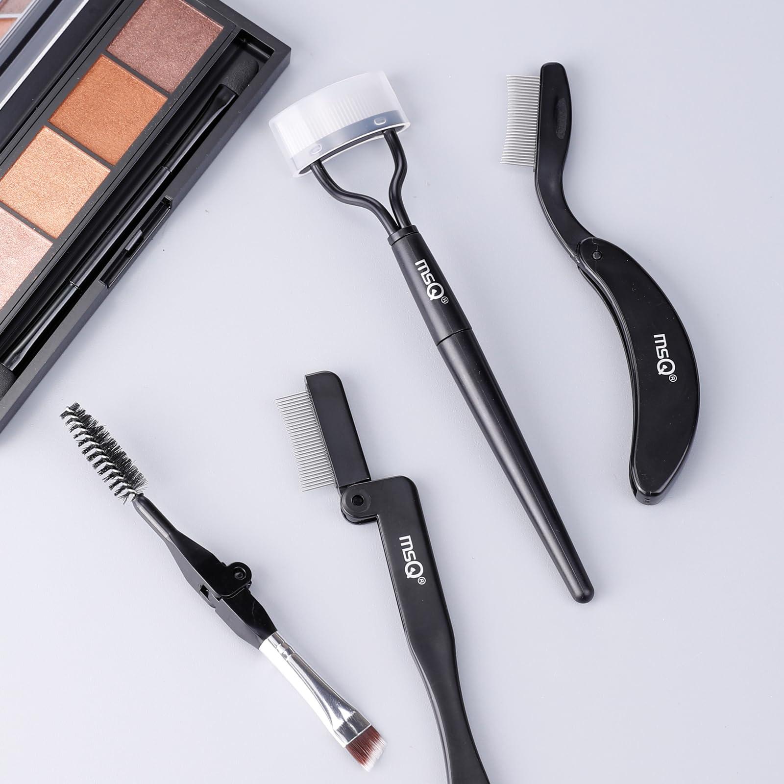 MSQ MSQ Eyebrow Brush and Comb Folding Eyelash Brush Eyelash Separator Eye Brow Comb & Spoolie Brush Professional Mascara Brushes Eye Makeup Tools Set 4PCS