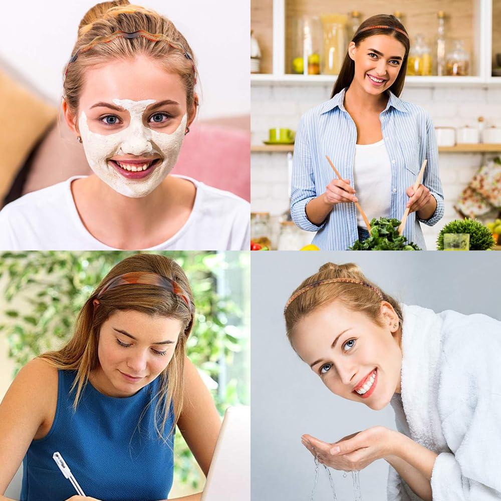 AHONEY AHONEY 7 Pack Brown Headbands for Women Mens Plastic Headbands with Teeth Non Slip Hairbands for Women\'s Hair Accessories Comb Headband Diademas Para Mujer (Amber)