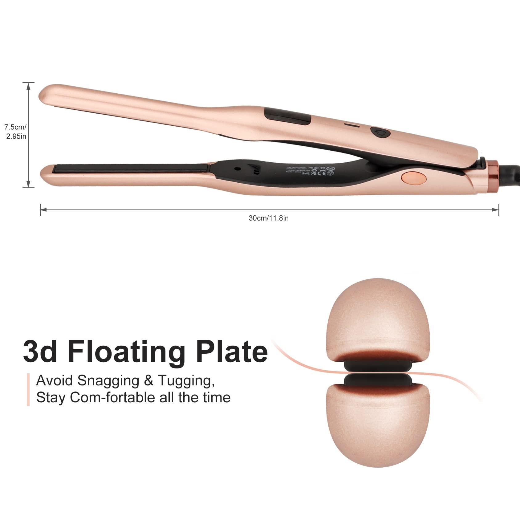 JAETON JAETON 3/10 Inch Pencil Flat Iron, Small Flat Irons for Short Hair, Beard and Pixie Cut, Mini Hair Straightener Small Ceramic with Adjustable Temperature, Include Glove