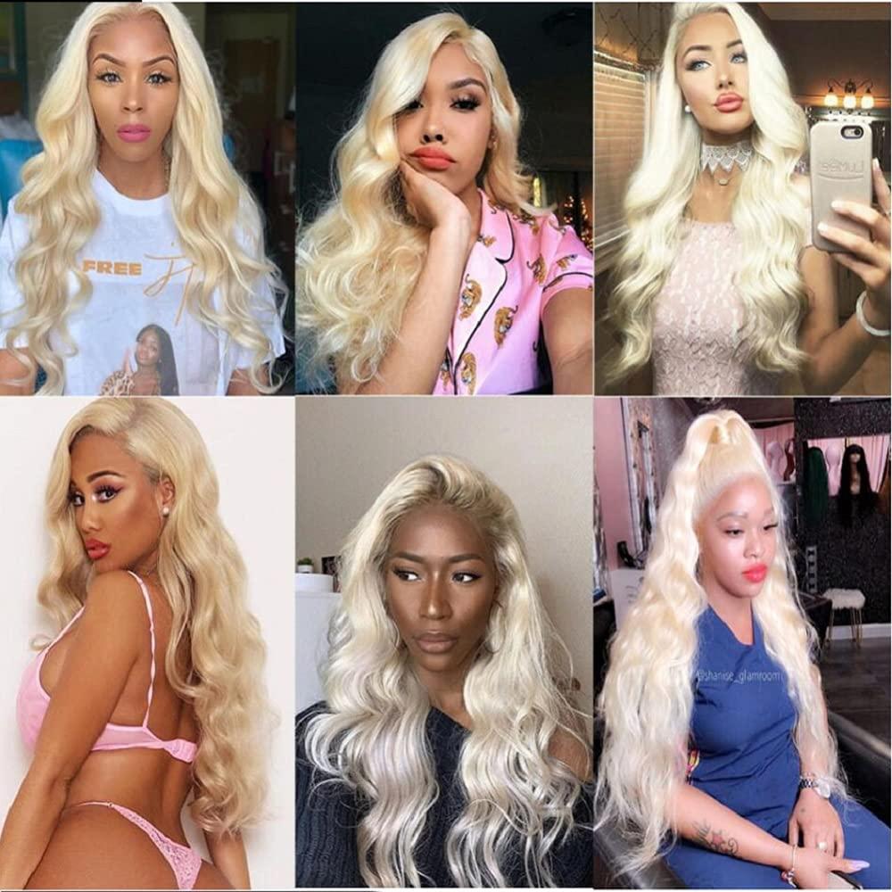 Freiuoke 613 Bundles Blonde Body Wave Human Hair Bundles 26 28 30 Inch Brazilian Unprocessed Virgin Hair 3 Bundles 613 Body Wave Bundles Hair Weave Blonde Bundles Human Hair Extensions