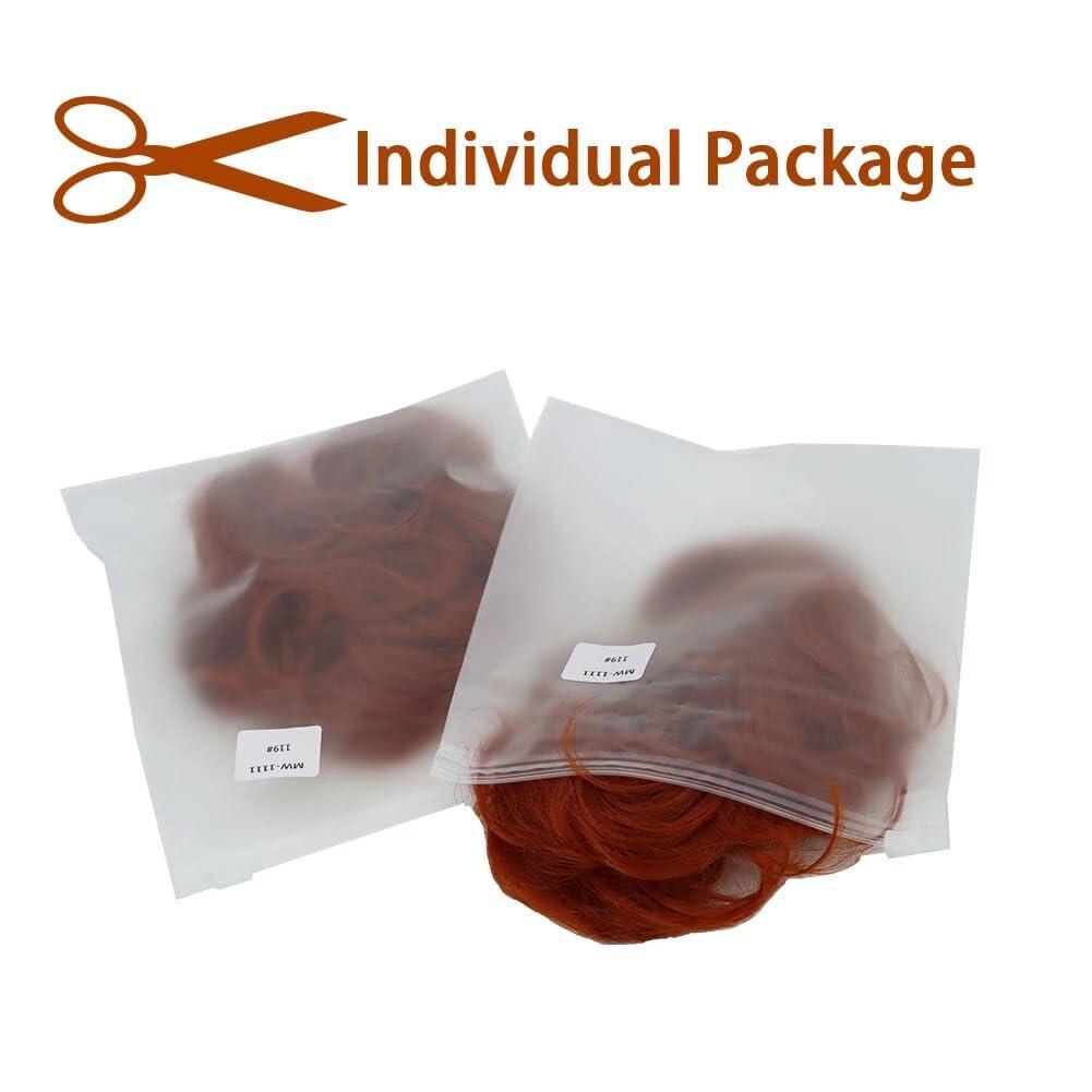 iLUU iLUU 2pcs/pack Orange Red Hair Bun Extensions Wavy Curly Messy Synthetic Chignon Hairpiece Easy Bun Hair Pieces for Women Hair Updos for Women Girl - #119B Orange Red Copper Red