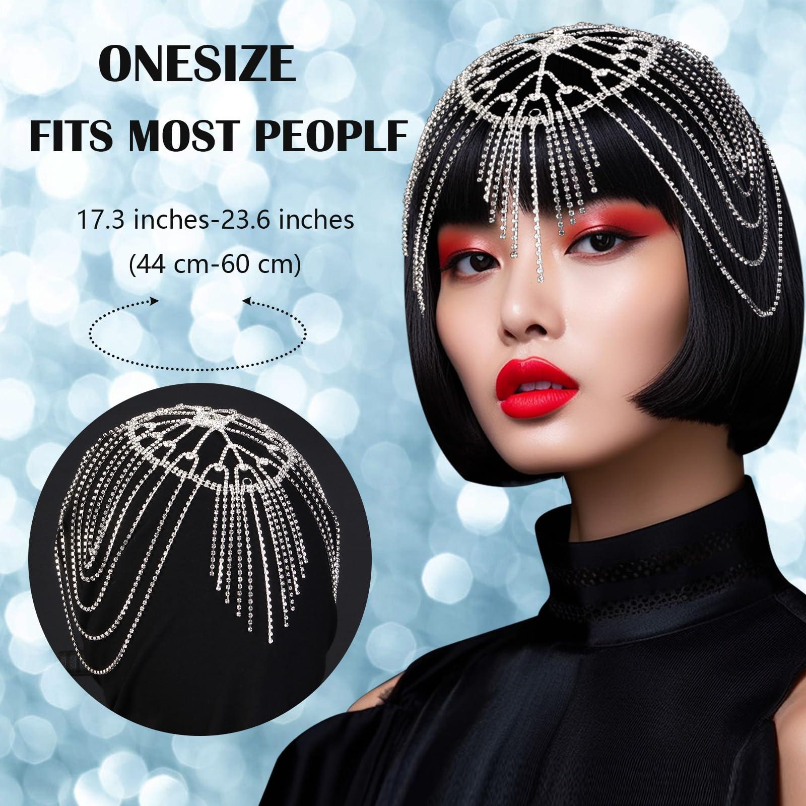 CROWN GUIDE CROWN GUIDE 1920s Accessories for Women Roaring 20s Gatsby Headpiece Flapper Headband Rhinestone Wedding Hair Pieces for Brides Silver