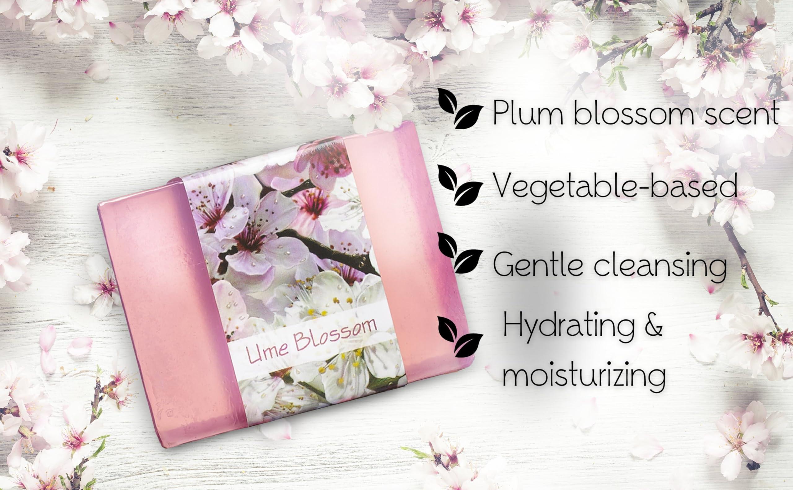 Nabila K Glycerin Bar Soap Ume Blossom Scent - Natural, Vegan-Friendly, Hypoallergenic - Moisturizing and Hydrating with 100% Vegetable Glycerin - Sulfate-Free, Paraben-Free, Chemical-Free - 4.5 oz