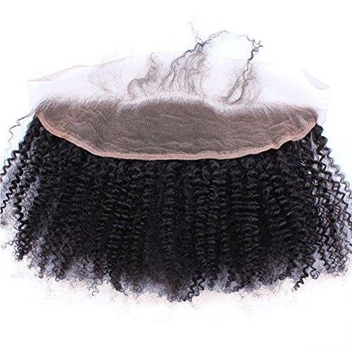 beauty youth Afro Kinky Curly 13X4 Lace Frontal Closure Ear To Ear Free Part Unprocessed Mongolian Human Hair Top Full Lace Frontal Closure Piece With Baby Hair Natural Color 8"inch
