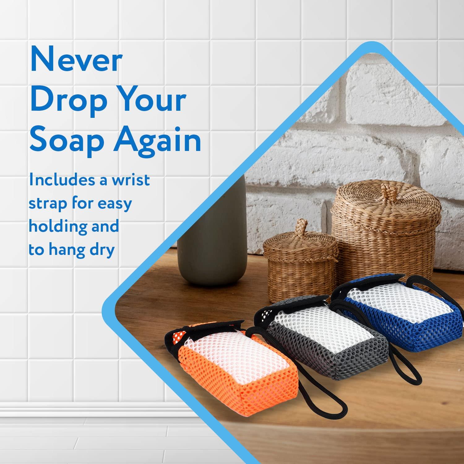 IMPRESA IMPRESA [3 Pack] Exfoliating Large Bar Soap Saver Pouch fits Duke Cannon Bar Soaps, Soap Scrubber Pouch Holds Up To 4.58 x 2.75 x 1.5 Inches Soaps