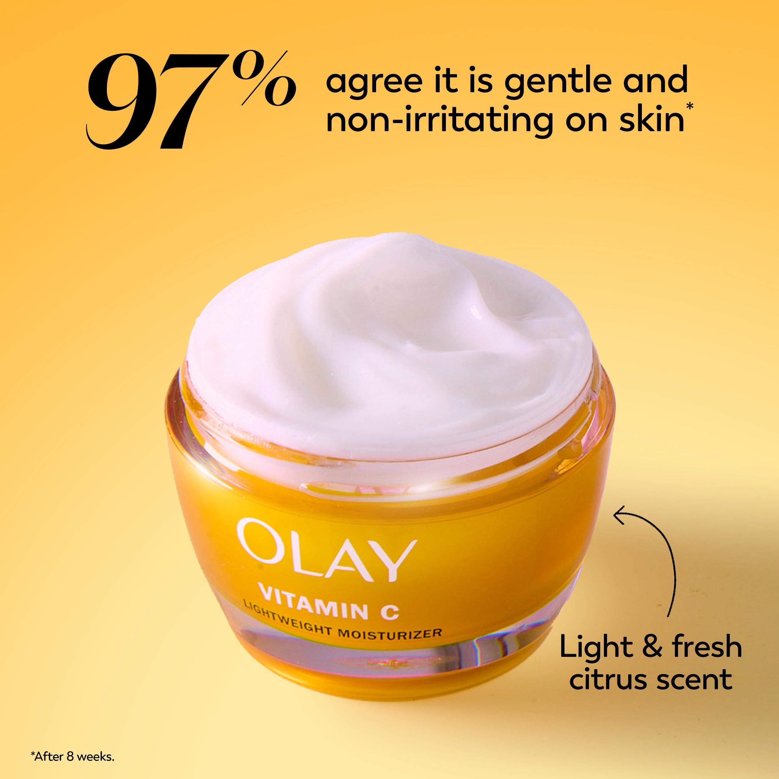 Olay Olay Vitamin C Face Moisturizer, Brightening Cream for Women, Trial Size, Evens Tone, Dark Spot & Hyperpigmentation Reduction, Glowing Skin Care - Niaciniamide, Lactic Acid, 0.5 Oz