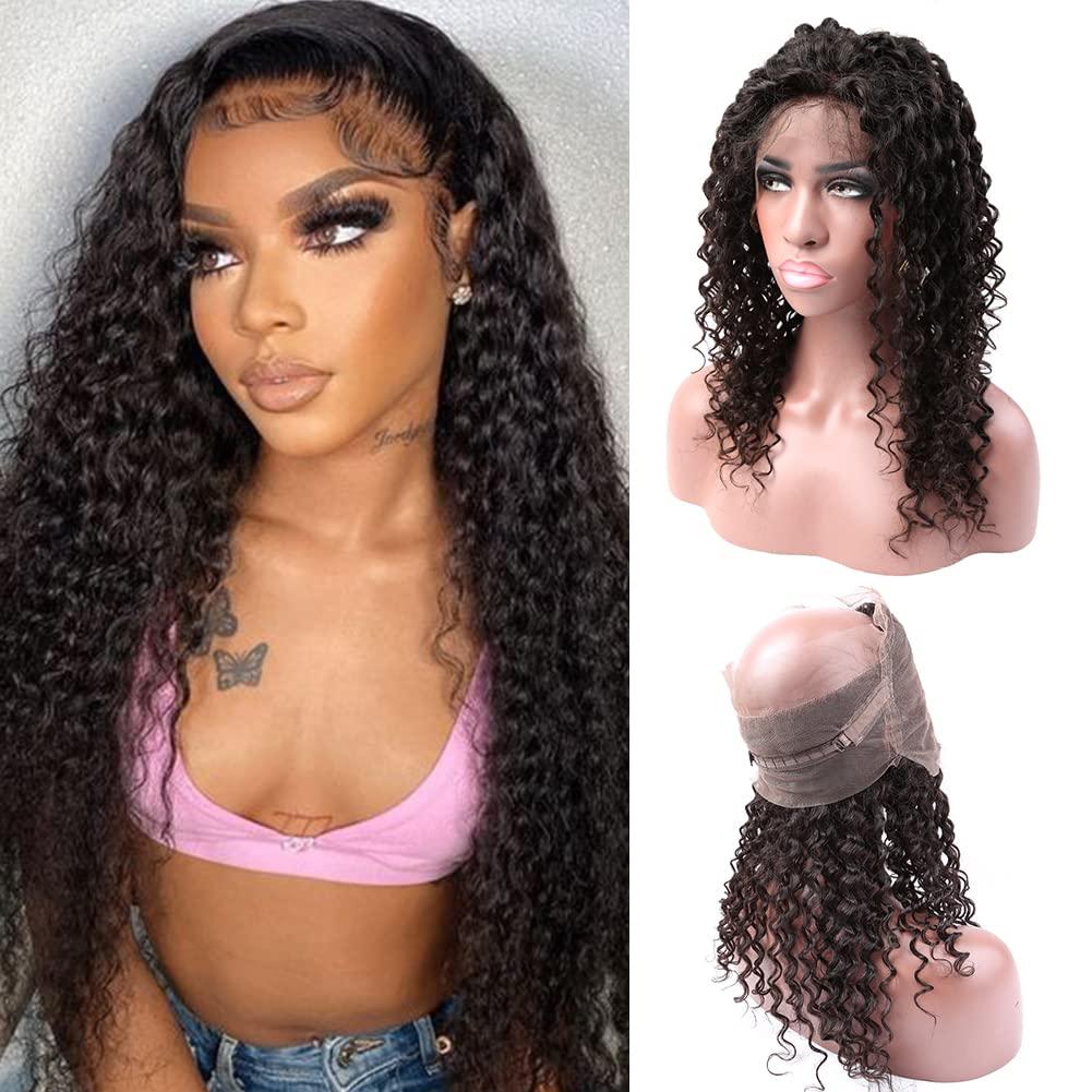 sent hair Sent Hair 360 Lace Frontal Closure with Baby Hair Ear to Ear Free Part Brazilian Virgin Human Hair Curly Wave Human Hair Frontal for Black Women