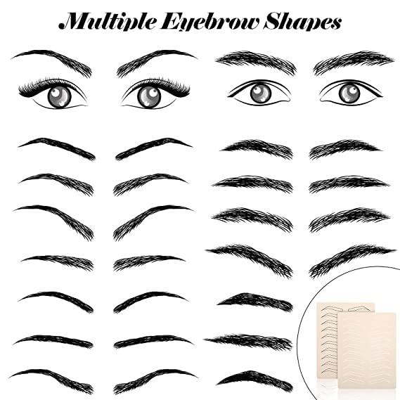 PMU Professional Microblading Supplies 10 Piece Double Sided Practice Skin For Eyebrow Tattoos: Permanent Makeup Silicone Skins To Practice Brow Micro-Blading And Needling, Fake Skin Sheets- Trusted by professional