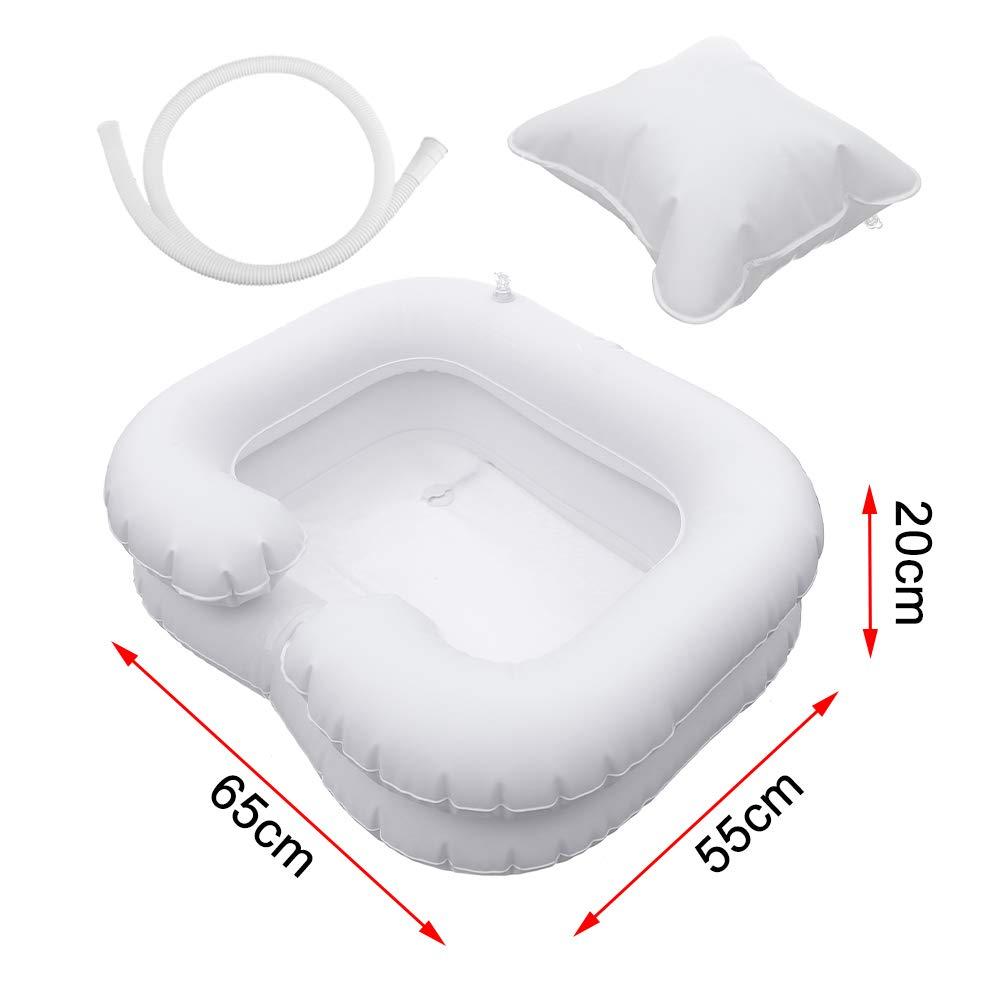 LIUsj JUNST Inflatable Sink Wash Basin Inflatable Shampoo Basin Tub Portable Hair Washing Bowl with Pillow for The Elderly, Disabled, Bedridden and Handicapped in Bed Washing Hair