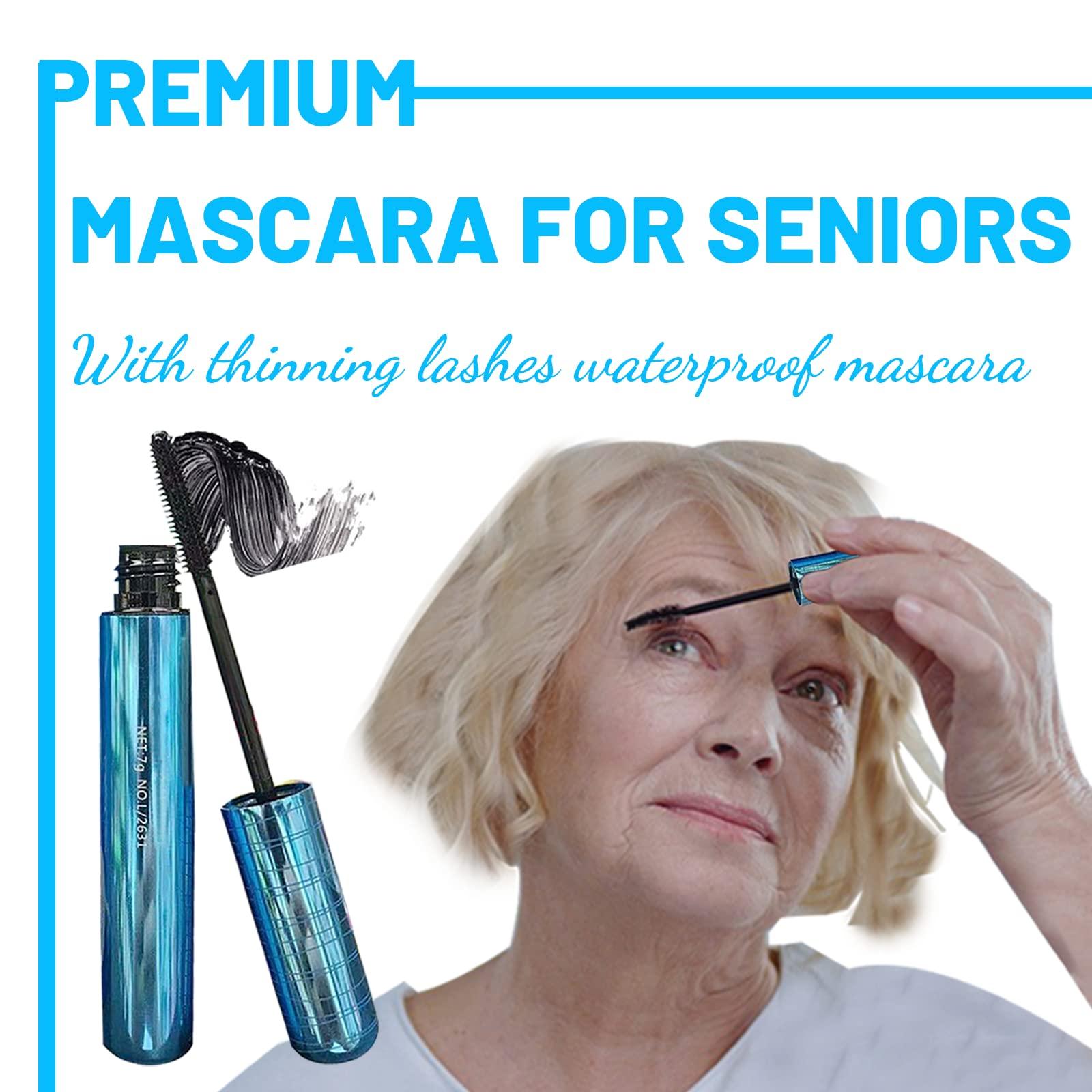 fupah Mascara for Older Women 60 Plus, Mascara for Women over 60 with Thinning Lashes, Waterproof Mascara Black, Hypoallergenic Tubing Mascara Black Volume and Length for Sensitive Eyes (1 Pack)